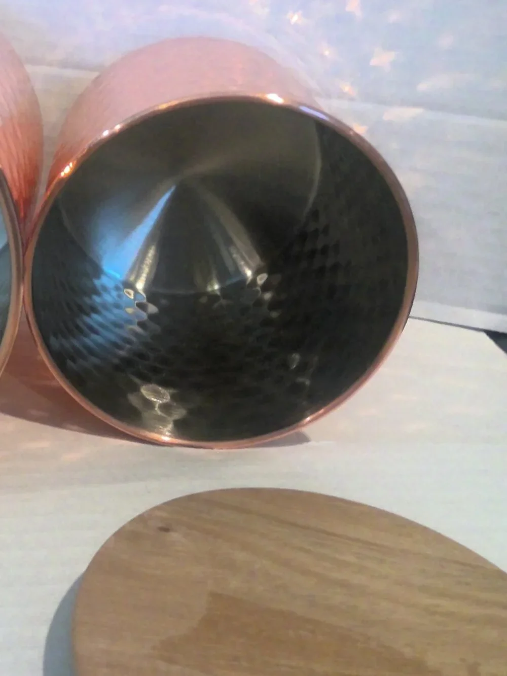 Hammered Copper Canister Set with Wood Lids